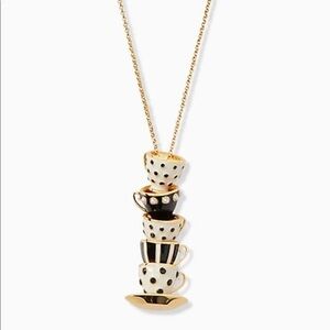 Kate Spade alice in wonderland stacked teacup pendant necklace